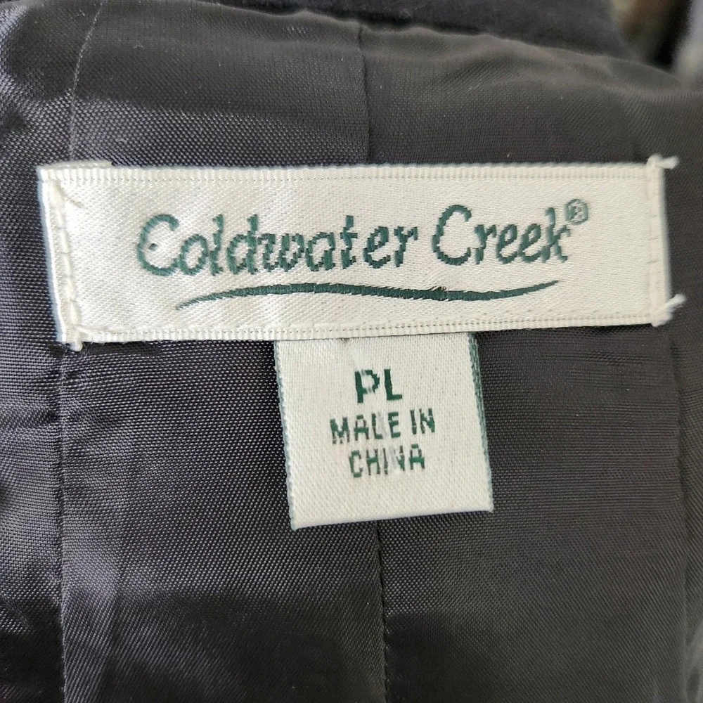 Coldwater Creek Petite Large Black Linen‎ Jacket Button Up Pockets PL
